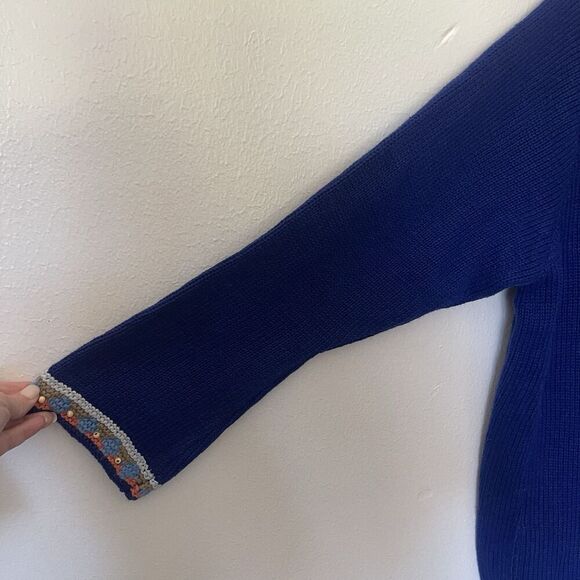 Storybook Knits HSN Cardigan Blue Geometric Embroidered Beaded Sweater Sz 2X NEW - Picture 5 of 11